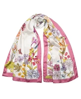 Bouquet - Long Satin Silk Scarf for Women