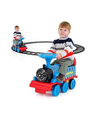 6V Electric Kids Ride On Car Toy Train with 16 Pieces Tracks