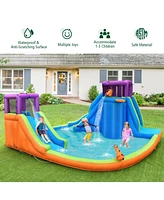 6-in-1 Inflatable Dual Water Slide Bounce House Without Blower