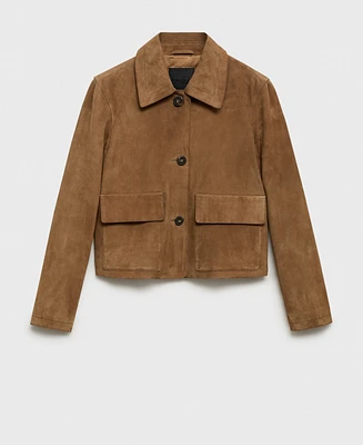 Mango Women's Chest-Pocket Suede Jacket