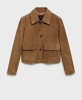 Mango Women's Chest-Pocket Suede Jacket