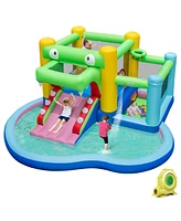 Inflatable Bounce House with Slide and Splash Pooland and 680W Blower