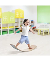 Wooden Wobble Balance Board Kids 35'' Rocker Yoga Curvy Board Toy with Felt Layer