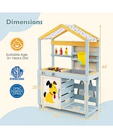 2 in 1 Wooden Mud Kitchen with Removable Water Box and Storage Bag
