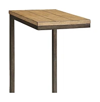25" Black And Oak Solid Wood Rectangular End Table