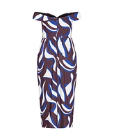 City Chic Plus Claire Print Off Shoulder Dress