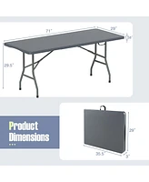 6 ft Portable Folding Table 350 Lbs Fold-in-Half Table with Hdpe Tabletop