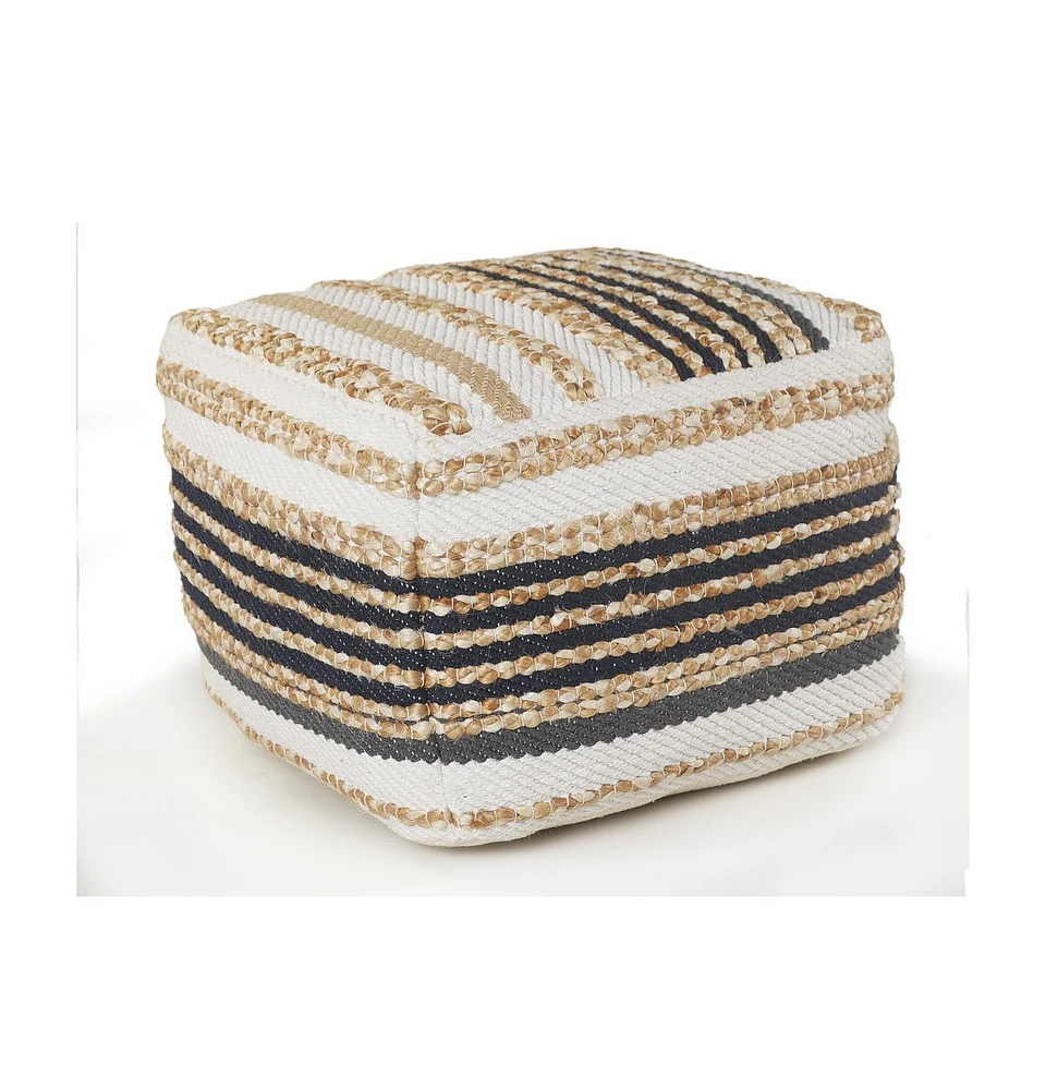 18" Tan Jute Ottoman