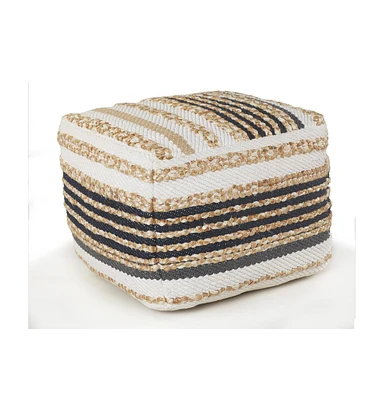 18" Tan Jute Ottoman