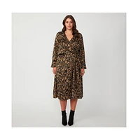 Thalia Blooms Pink Beige Floral Print Knee Length Dress