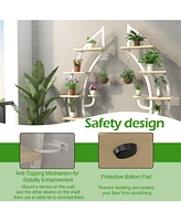 6-Tier 9 Potted Metal Plant Stand Holder Display Shelf with Hook