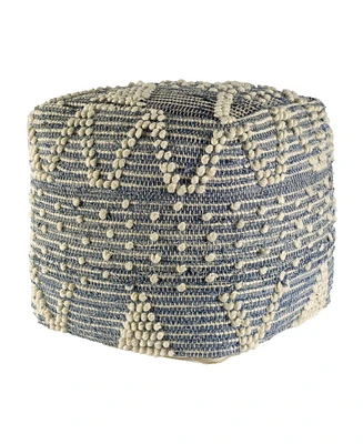 Soft Denim Square Pouf with Cotton Stitching for Lounge Area and Footrest