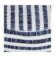 18" Blue 100% Cotton Ottoman
