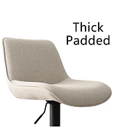 Set of 2 Adjustable Fabric Bar Stools, 360° Swivel Height Chairs with Footrest for Kitchen Island-Maison Boucle
