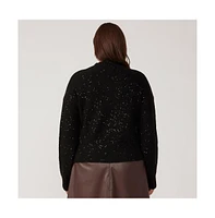Night Sparkle Black Metallic Crew Neck Sweater Knit