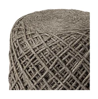 Soft Wool Cylindrical Pouf with Diamond Design for Home Decor and Footrest