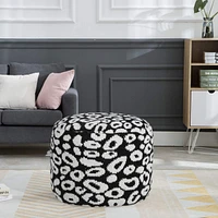 Cotton Blend Ottoman for Living Room Footrest and Comfortable Seating