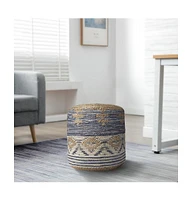 Woven Jute Ottoman for Extra Seating and Rustic Living Room Accent