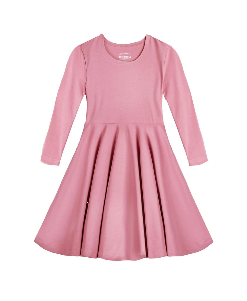 Mightly Girls Fair Trade Organic Cotton Solid 3/4 Sleeve Twirl Dress
