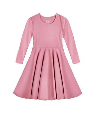 Mightly Girls Fair Trade Organic Cotton Solid 3/4 Sleeve Twirl Dress