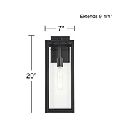 Titan Modern Outdoor Wall Light Fixtures Set of 2 Mystic Black Rectangular Box Frame 20" Clear Glass Panels for Post Exterior Barn Deck House Por