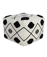 Round Cotton Ottoman for Living Room and Bedroom Seating