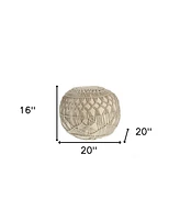 20" Cream 100% Cotton Ottoman