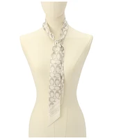 Coach Textured Signature Print Silk Skinny Scarf