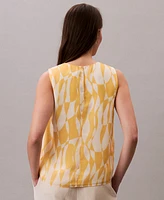 Calvin Klein Women's Printed Chiffon Sleeveless Shell