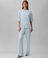 Calvin Klein Women's Shine Texture Relaxed Crewneck T-Shirt