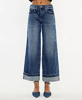 Kancan Women's High Rise Wide Leg Pull On Jeans