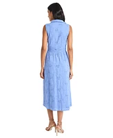 Maggy London Women's Cotton Eyelet V-Neck Shirtdress