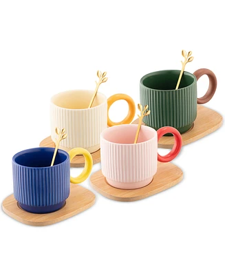 Belleek Pottery Hula Ceramic Mugs, Set of 4