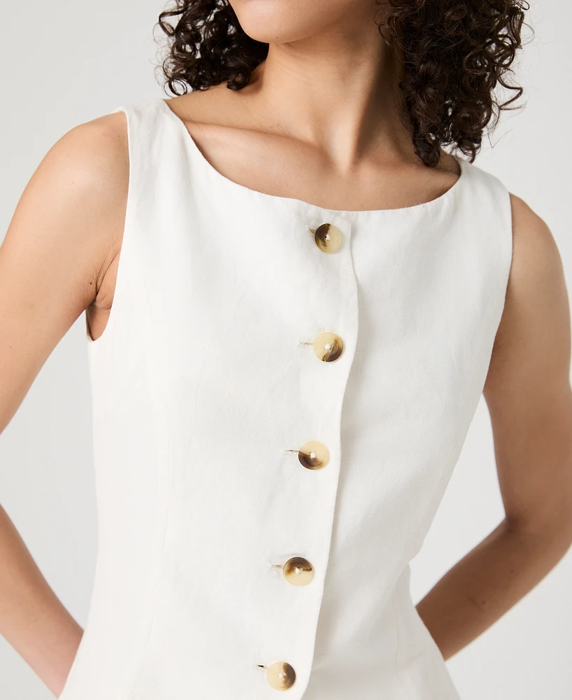 French Connection Women's Birdie Button-Front Vest Top