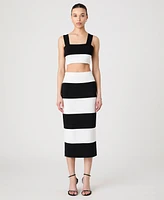 French Connection Women's Striped Bodycon Knit Maxi Skirt