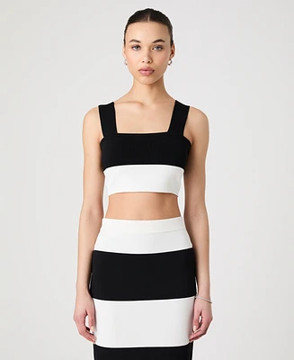 French Connection Women's Sleeveless Bodycon Colorblock Knit Top