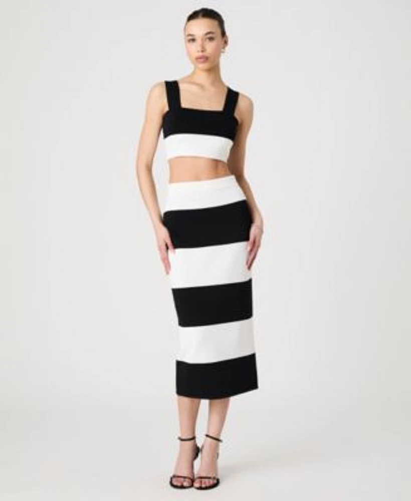 French Connection Womens Sleeveless Bodycon Colorblocked Knit Top Maxi Skirt