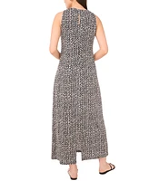 Vince Camuto Women's Printed Sleeveless Keyhole-Back Crewneck Maxi Dress