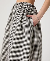 French Connection Women's Pull-On Gingham Midi Skirt