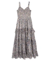 Rare Editions Big Girls 2-Piece Floral Maxi With Denim Vest and Dress Set