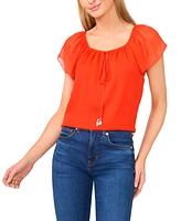 CeCe Women's Round-Neck Flutter-Sleeve Blouse