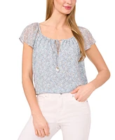 CeCe Women's Printed Flutter-Sleeve Top