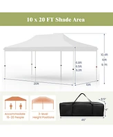 10 x 20 Ft Pop-up Canopy Tent with Carrying Bag-White