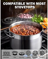 20 Quart Professional Grade Stainless Steel Stock Pot with Lid, Silver