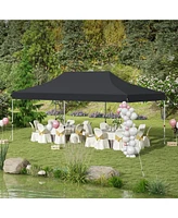 10 X 20 Ft Pop up Canopy Tent Foldable Portable Outdoor Gazebo with Carry Bag-Black