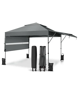10 x 17.6 Feet Outdoor Instant Pop-up Canopy Tent with Dual Half Awnings