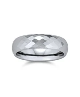 Bling Jewelry Multi Faceted Prism Cut Titanium Band Rings Silver Tone Comfort Fit 6MM