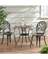 Antique Weather Resistant 3-Piece Patio Metal Bistro Set with Removable Ice Bucket Cast