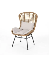 Set of 2 Wicker Chairs with Cushion Outdoor Dining Chairs