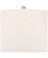 Modern Coastal Style Table Lamps 26" High Set of 2 Fillable Clear Glass Steel Metal White Empire Fabric Shade for Living Room Bedroom Beach House